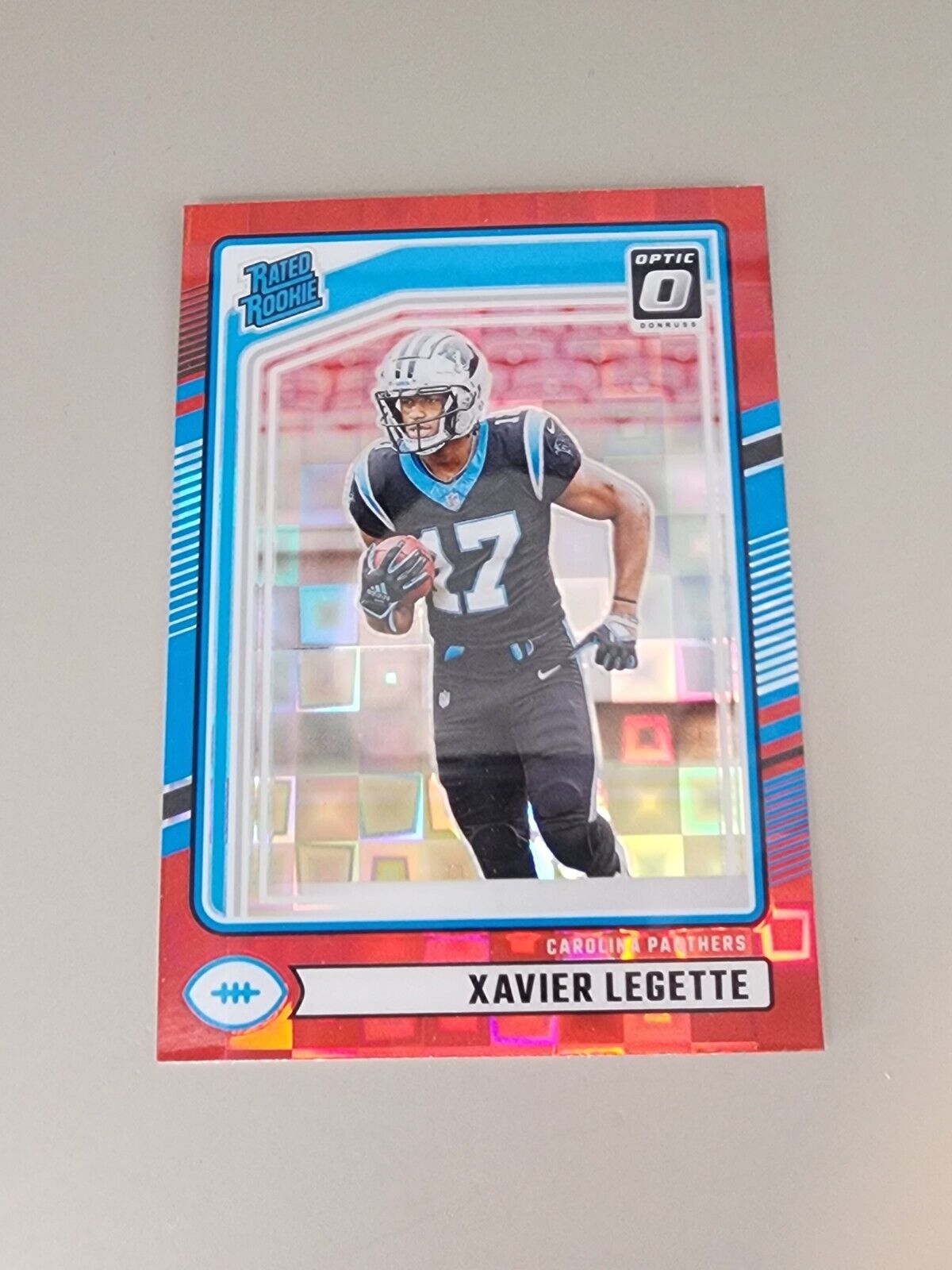 Xavier Legette Red Pandora Optic Prizm Rated Rookie RC 2024 Donruss Card #323