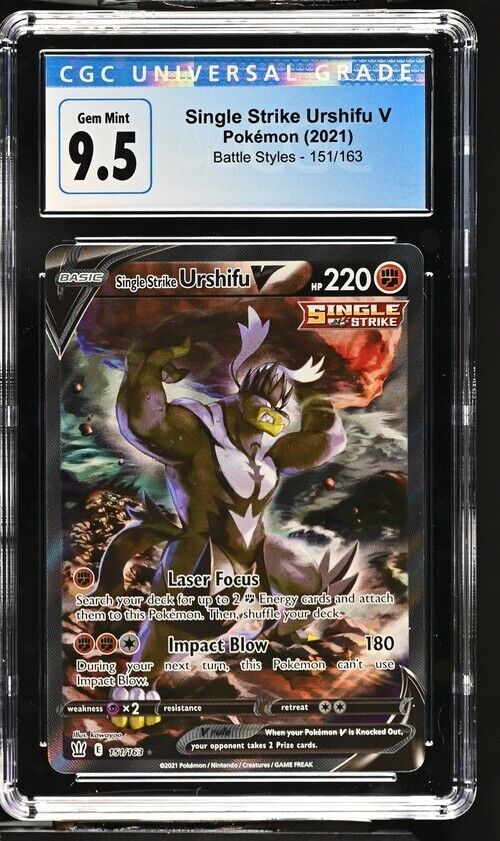 2021 Pokemon Battle Sytles #151/163 Single Strike Urshifu V CGC 9.5 MINT+