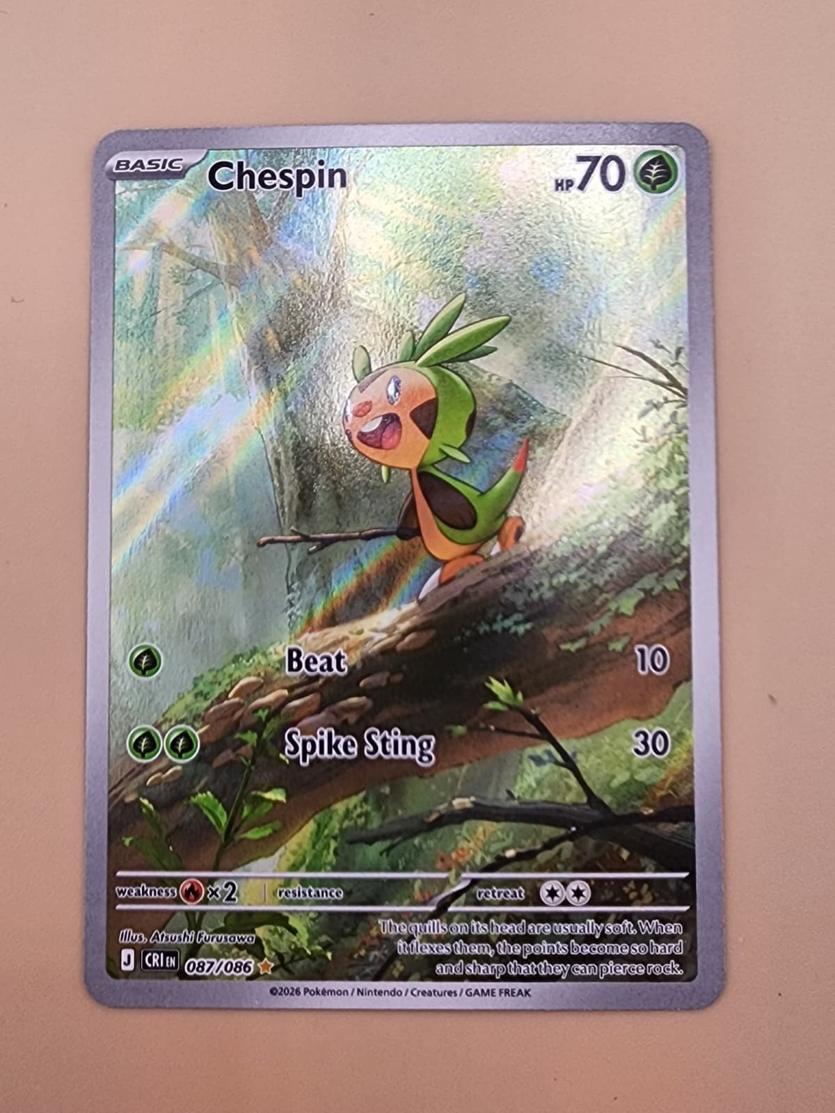 Chespin 087/086 Me04: Chaos Rising Holo Near Mint (NM)