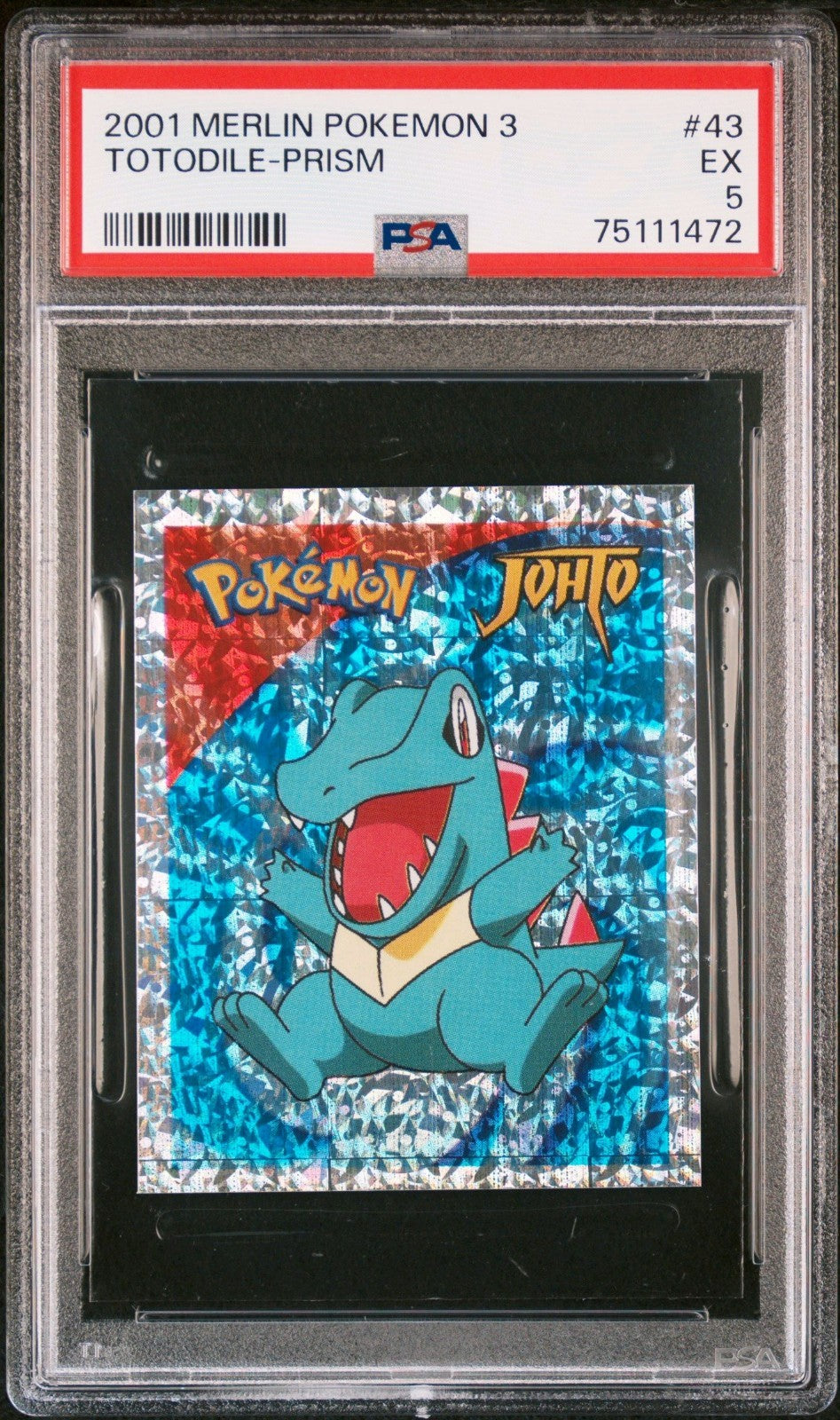 2001 Merlin Pokemon Series 3 Totodile #43 Prism PSA 5
