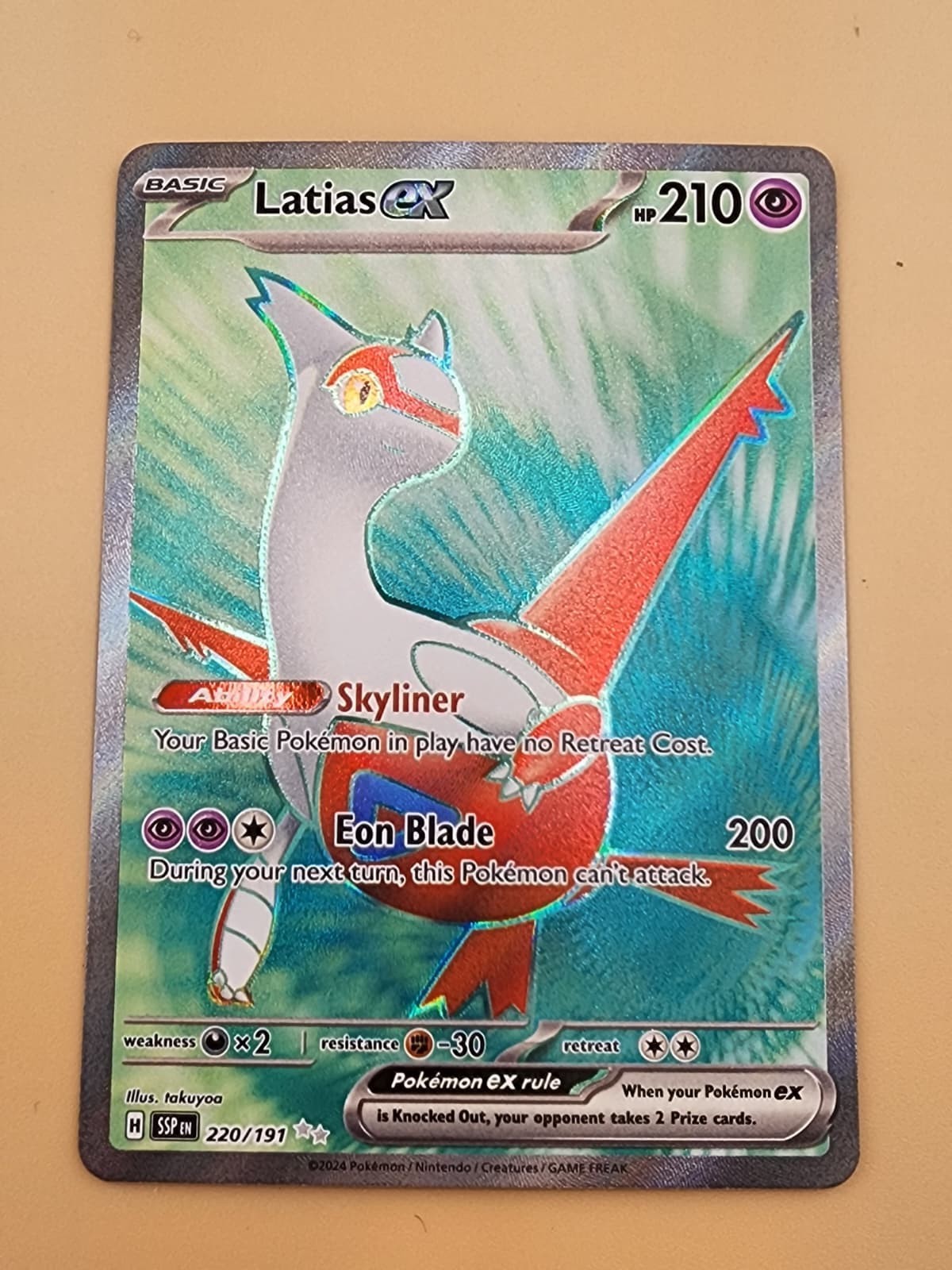 Latias ex 220/191 Sv08: Surging Sparks Holo Near Mint (NM)