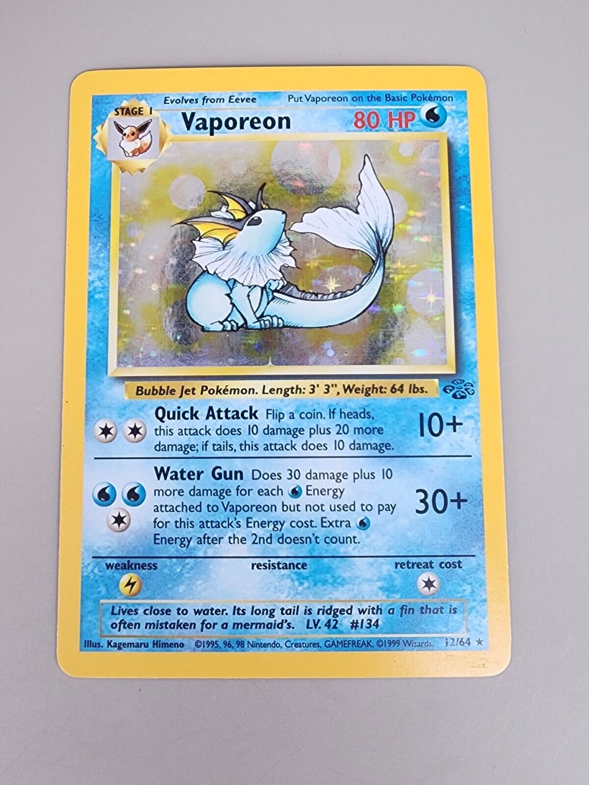 Pokémon TCG Vaporeon Jungle 12/64 Holo Unlimited Holo Rare Mp