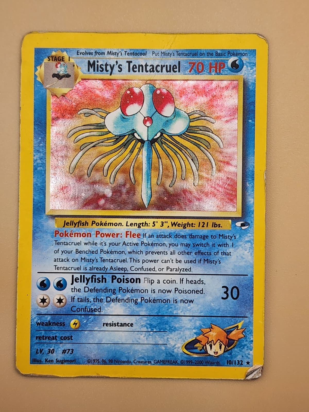 Misty's Tentacruel 010/132 Gym Heroes Holo Heavily Played Damage HP