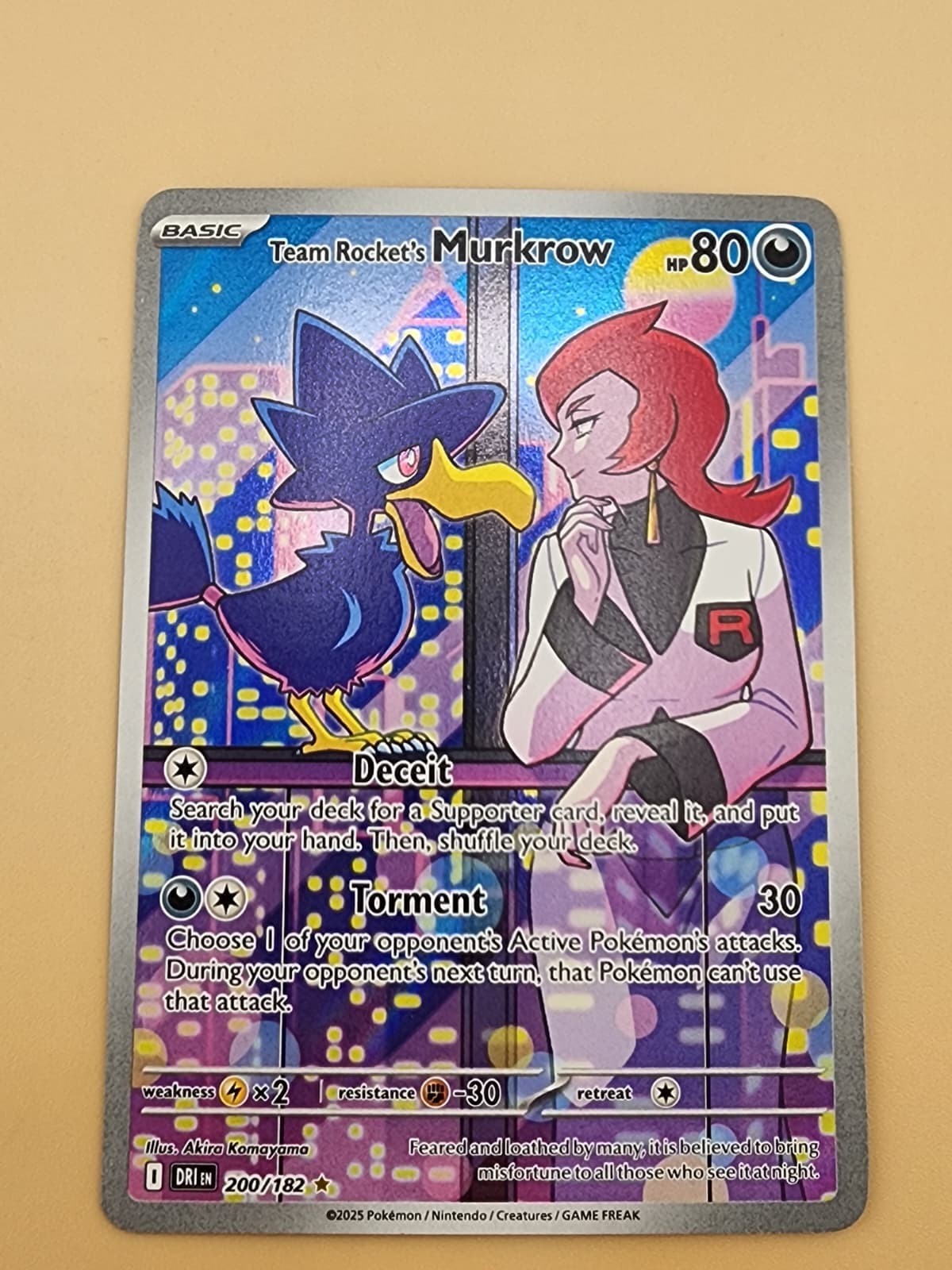 Team Rocket's Murkrow 200/182 Sv10: Destined Rivals Holo Near Mint (NM)