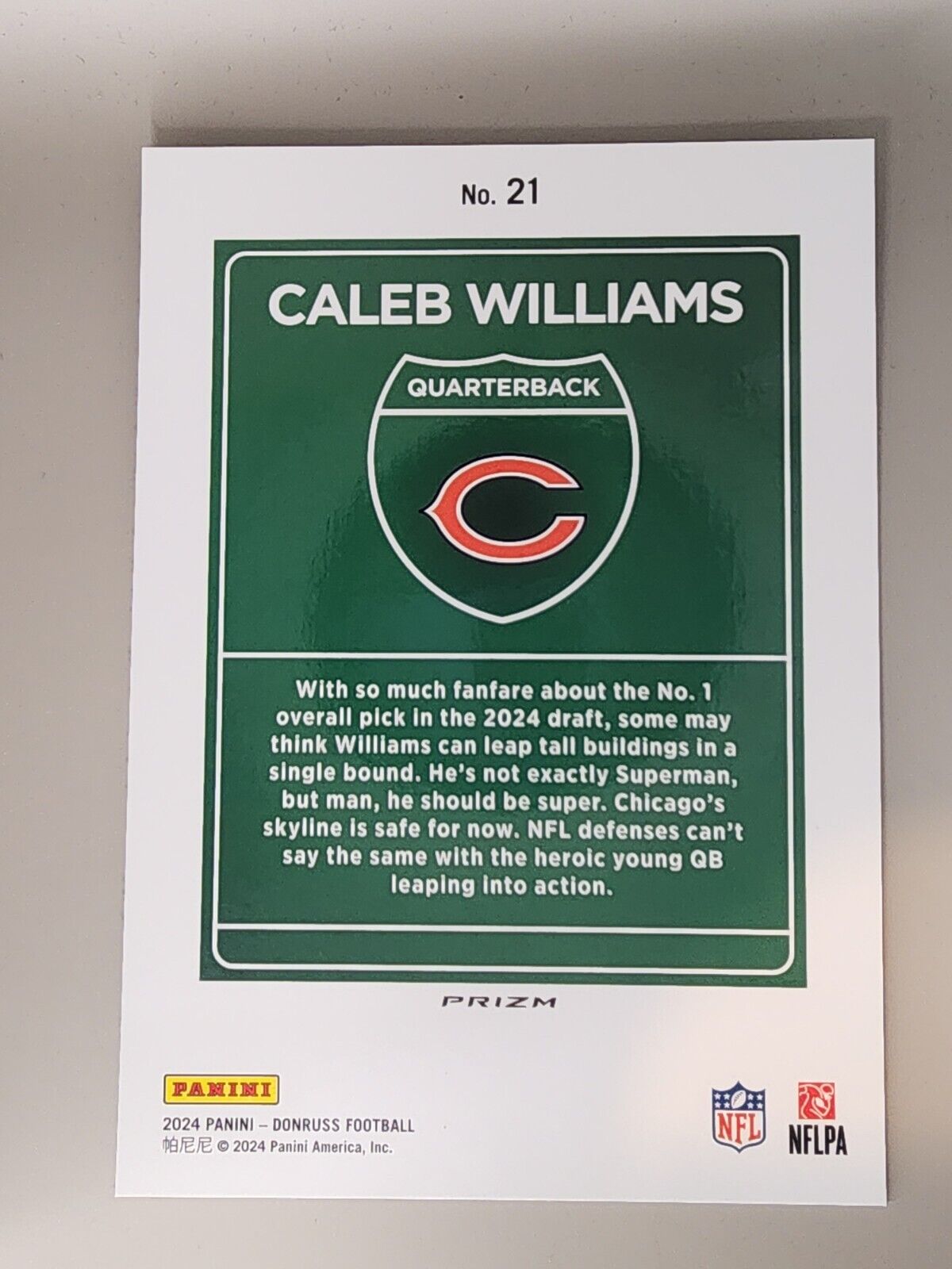 2024 Caleb Williams Bears Donruss Downtown Prizm Jumbo Oversized Rookie DT21