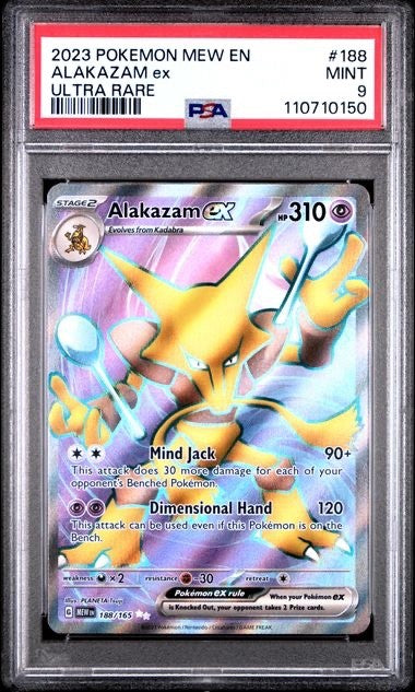 ALAKAZAM PSA 9 MINT MEW EN 2023 #188 ULTRA RARE