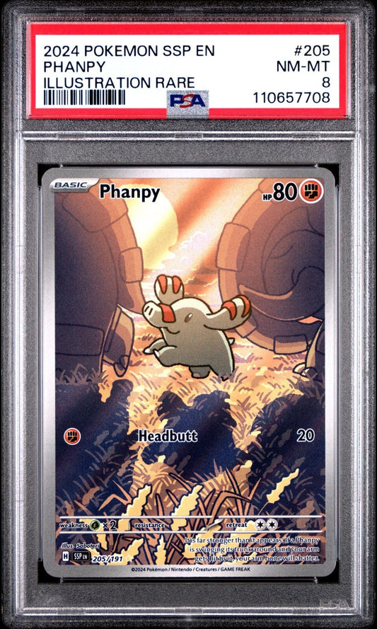 Phanpy 205/191 Sv08: Surging Sparks Holo PSA 8