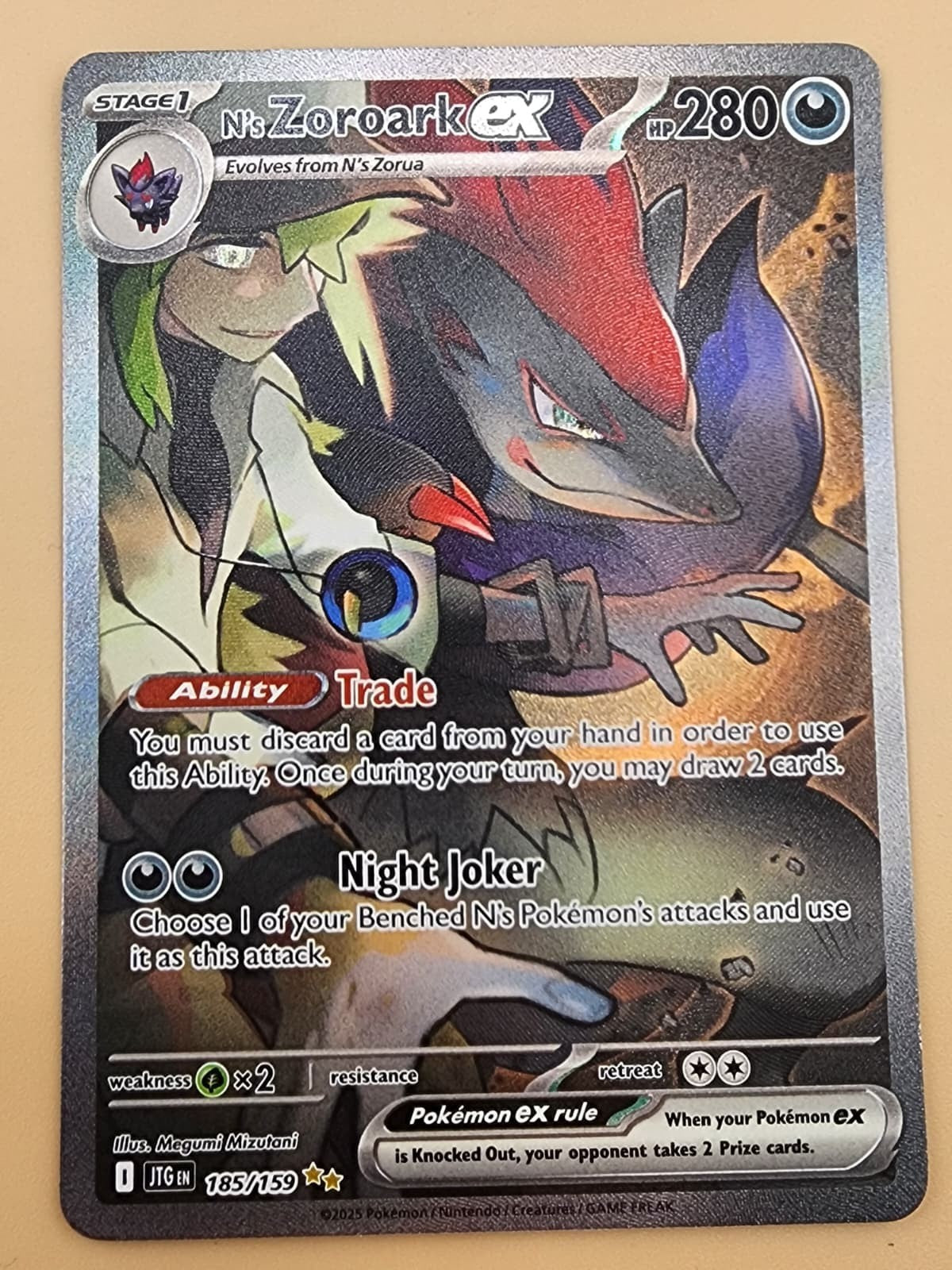 N's Zoroark ex 185/159 Sv09: Journey Together Holo Near Mint (NM)