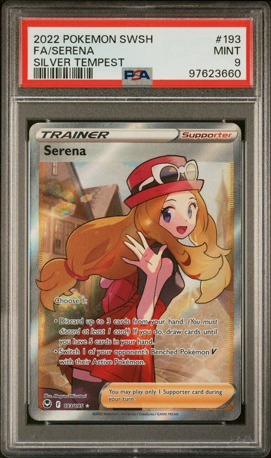 Serena, PSA Gem Mint 9, #193, 2022 Pokemon Silver Tempest, English