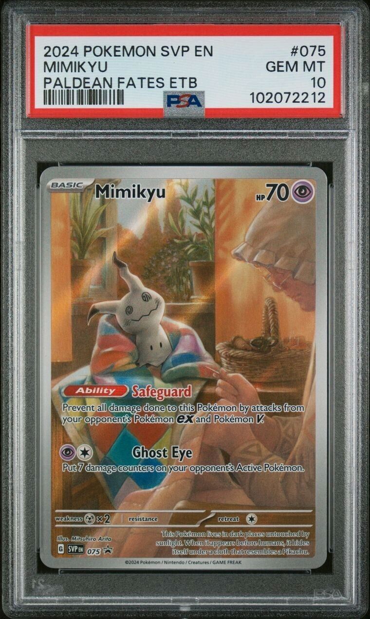 2024 Pokemon SVP EN Mimikyu Paldean Fates ETB #075 PSA 10 GEM MINT