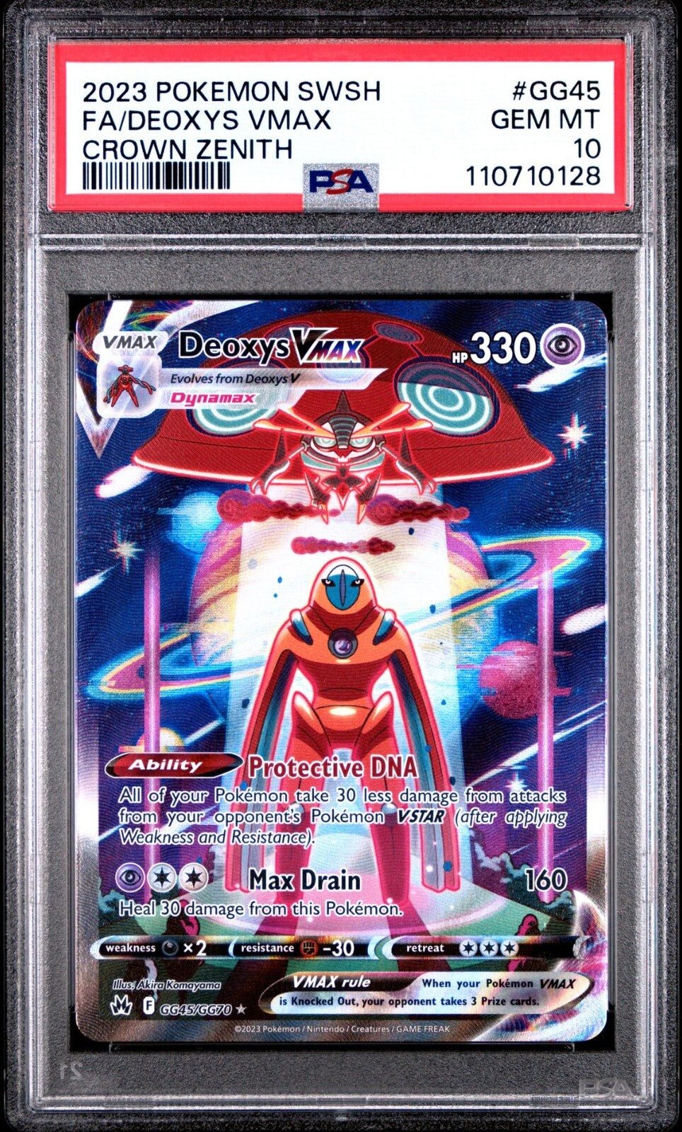 Deoxys VMAX GG45/GG70 Crown Zenith: Galarian Gallery Holo PSA 10