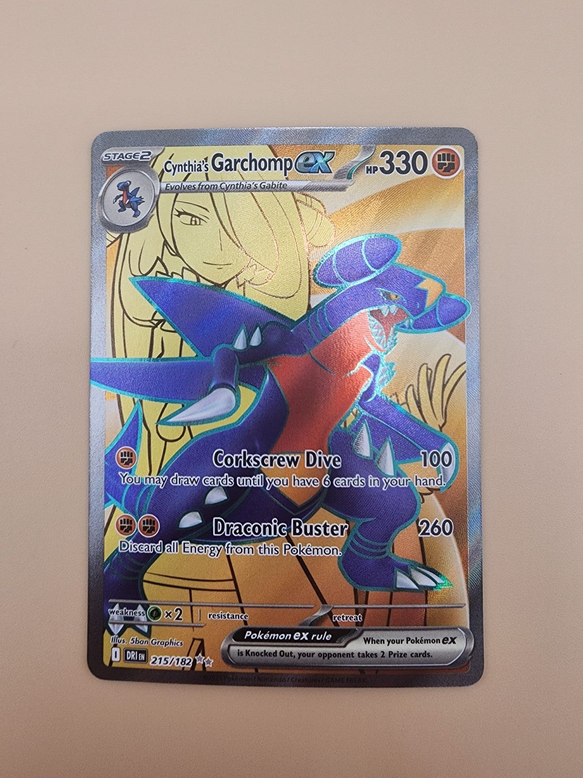Cynthia's Garchomp ex 215/182 Sv10: Destined Rivals Holo Near Mint (NM)