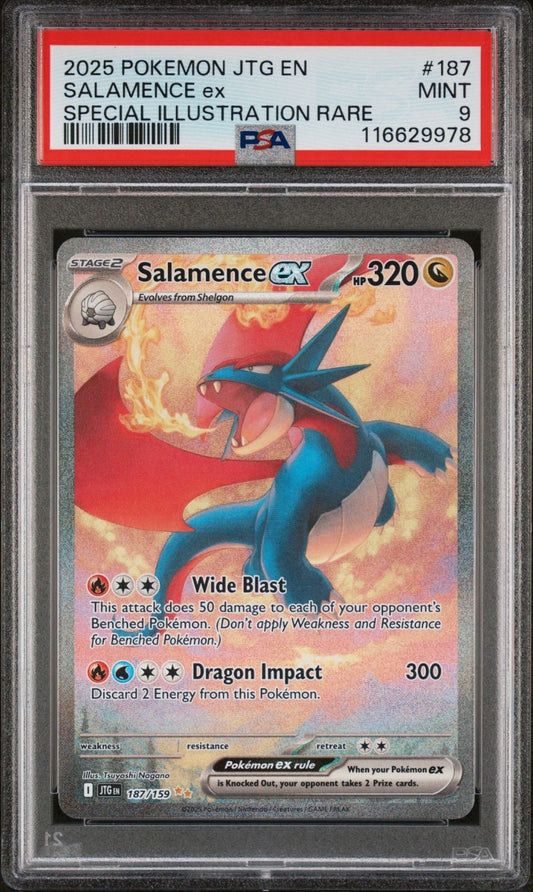 2025 POKEMON JTG EN-JOURNEY TOGETHER #187 SALAMENCE EX PSA 9
