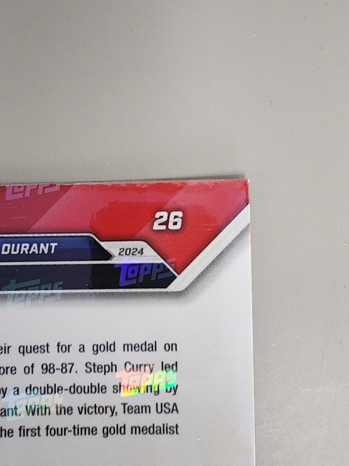 Curry James Durant Team USA Olympics 2024 Topps Now #26 RARE White Logo SP 