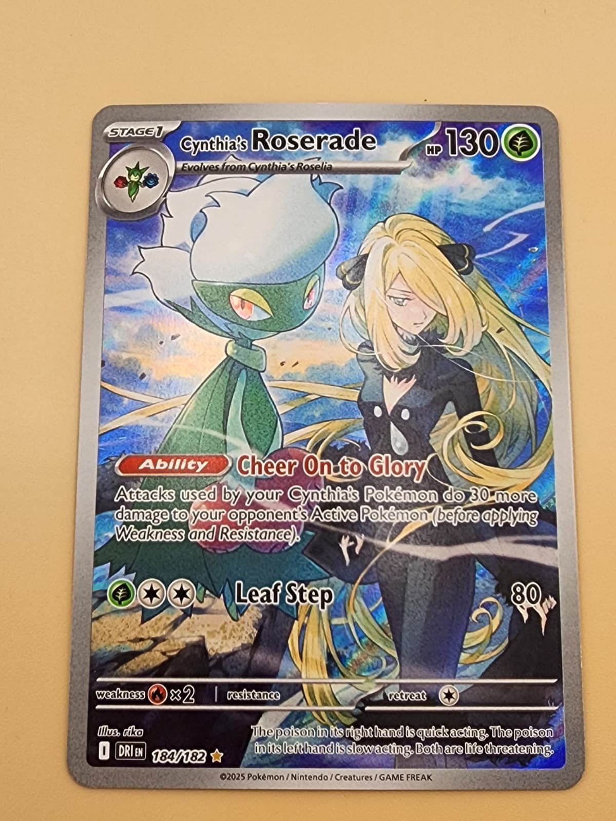 Cynthia's Roserade 184/182 SV10: Destined Rivals Illustration Rare Near Mint NM