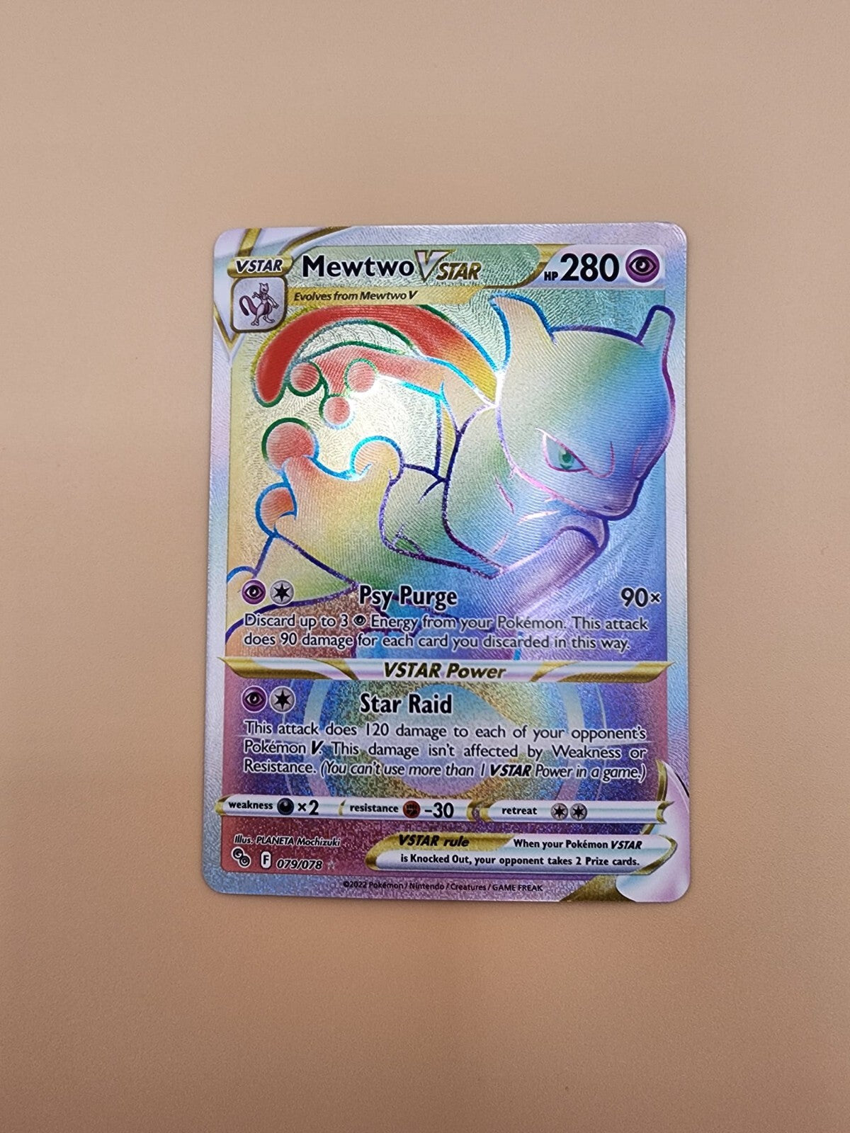 Mewtwo VSTAR (Secret) 079/078 Pokémon GO Holo NM