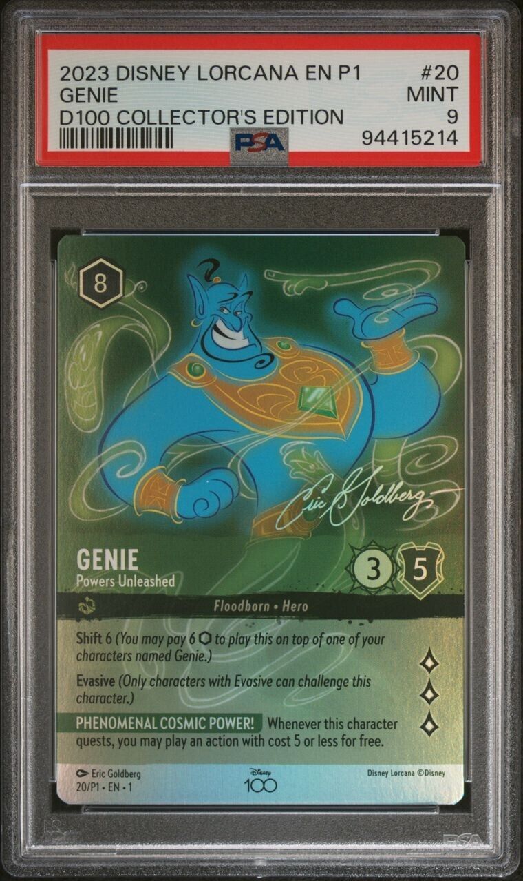 Genie Powers Unleashed Disney Lorcana D100 #20  Collectors Edition PSA 9 Mint