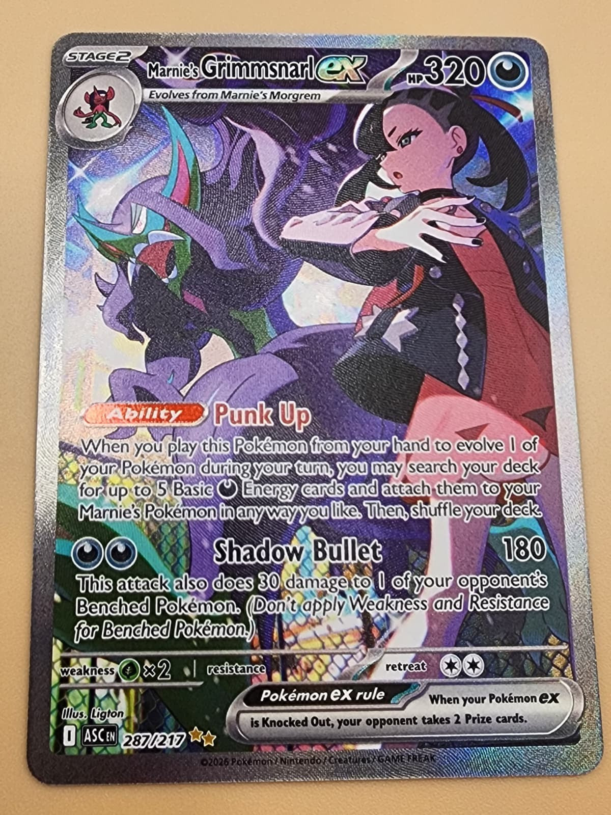 Marnie's Grimmsnarl ex 287/217 Me: Ascended Heroes Holo Near Mint NM