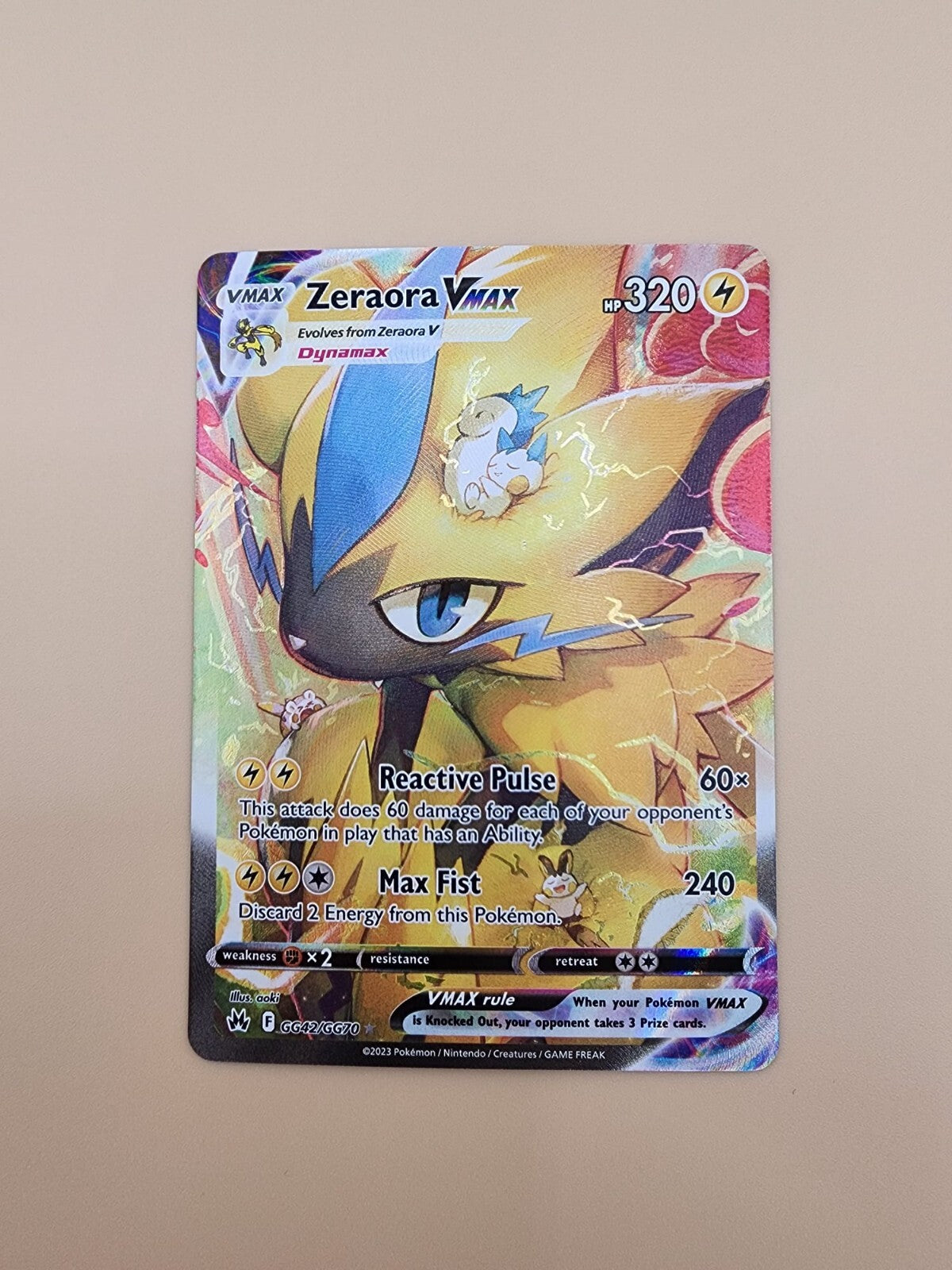 Zeraora VMAX GG42/GG70 Crown Zenith: Galarian Gallery Holo Near Mint (NM)