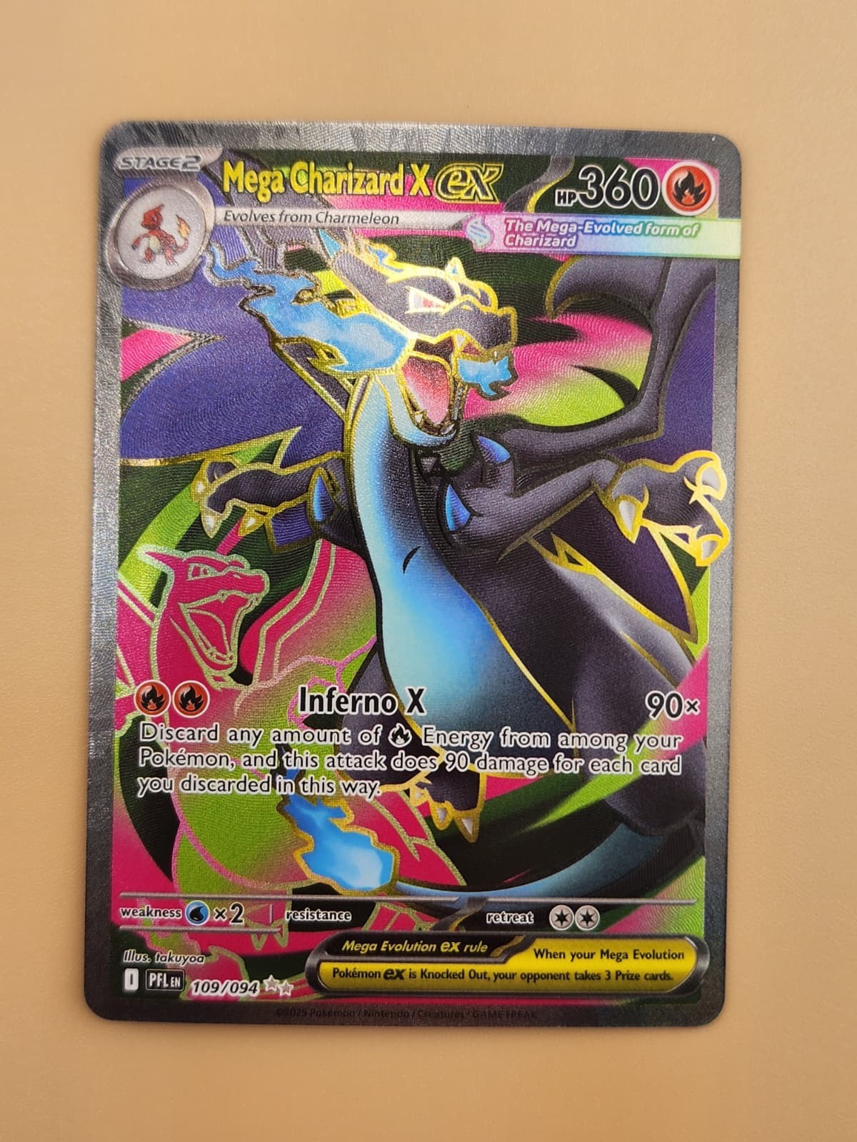 Mega Charizard X ex 109/094 Me02: Phantasmal Flames Holo Near Mint NM