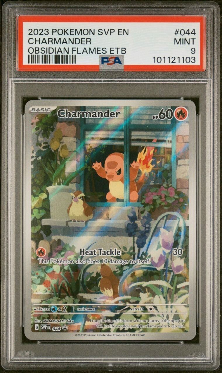 PSA 9 - 2023 Pokemon Obsidian Flames CHARMANDER ETB Promo #044 