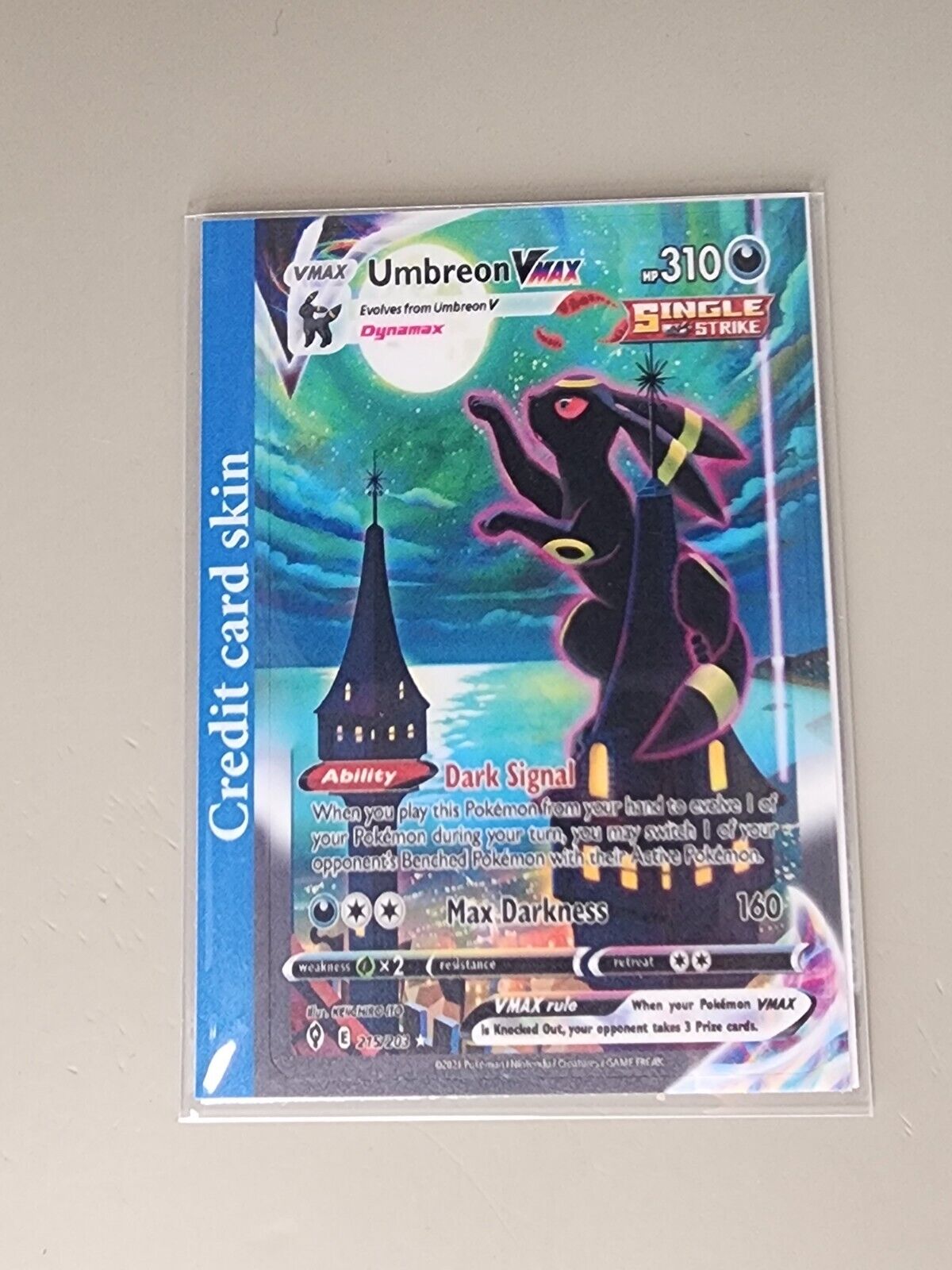 CREDIT CARD SKIN - Umbreon Vmax 215/203 "Moonbreon"