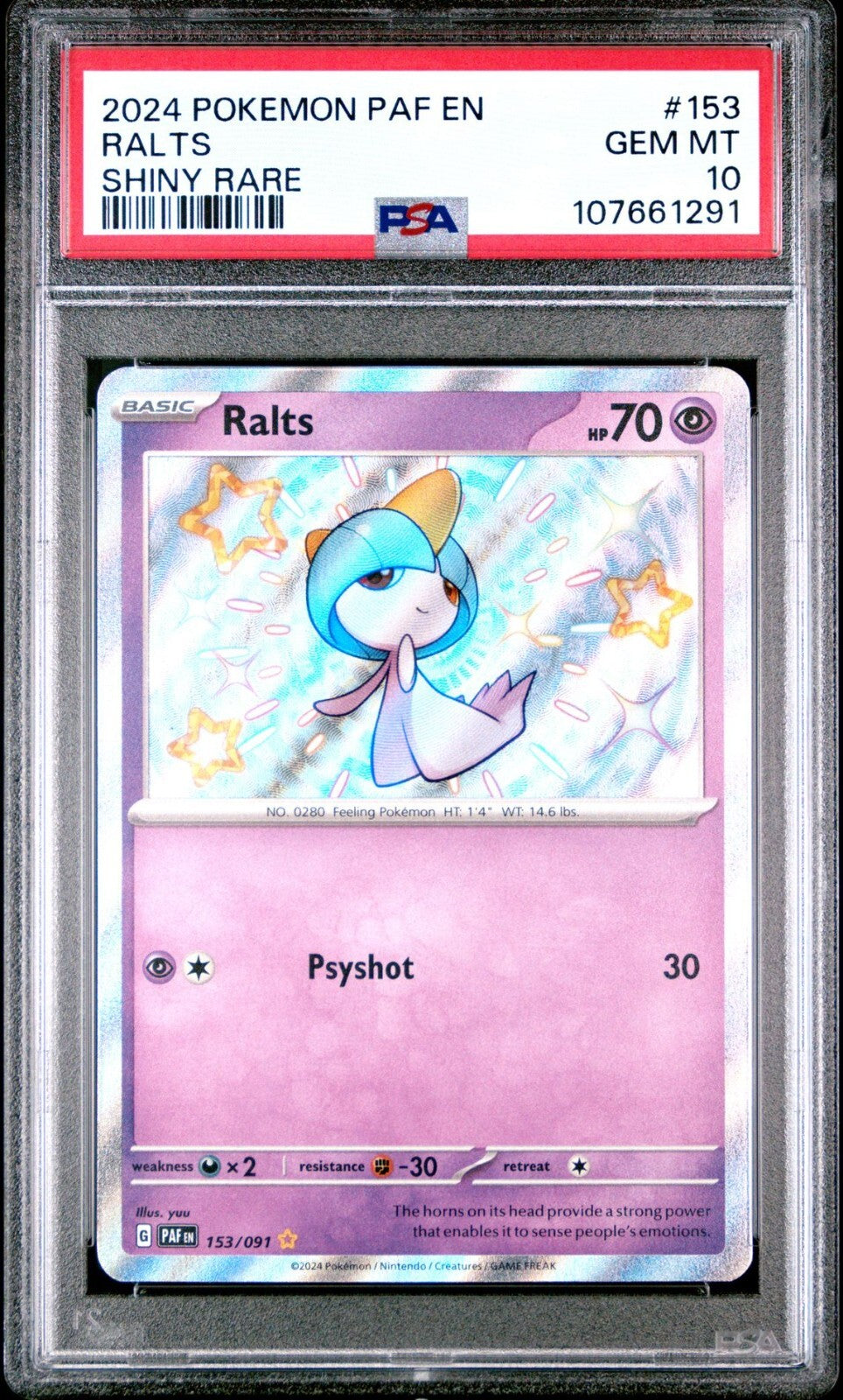 Ralts #153 Paldean Fates PSA 10 Shiny Rare Gem Mint