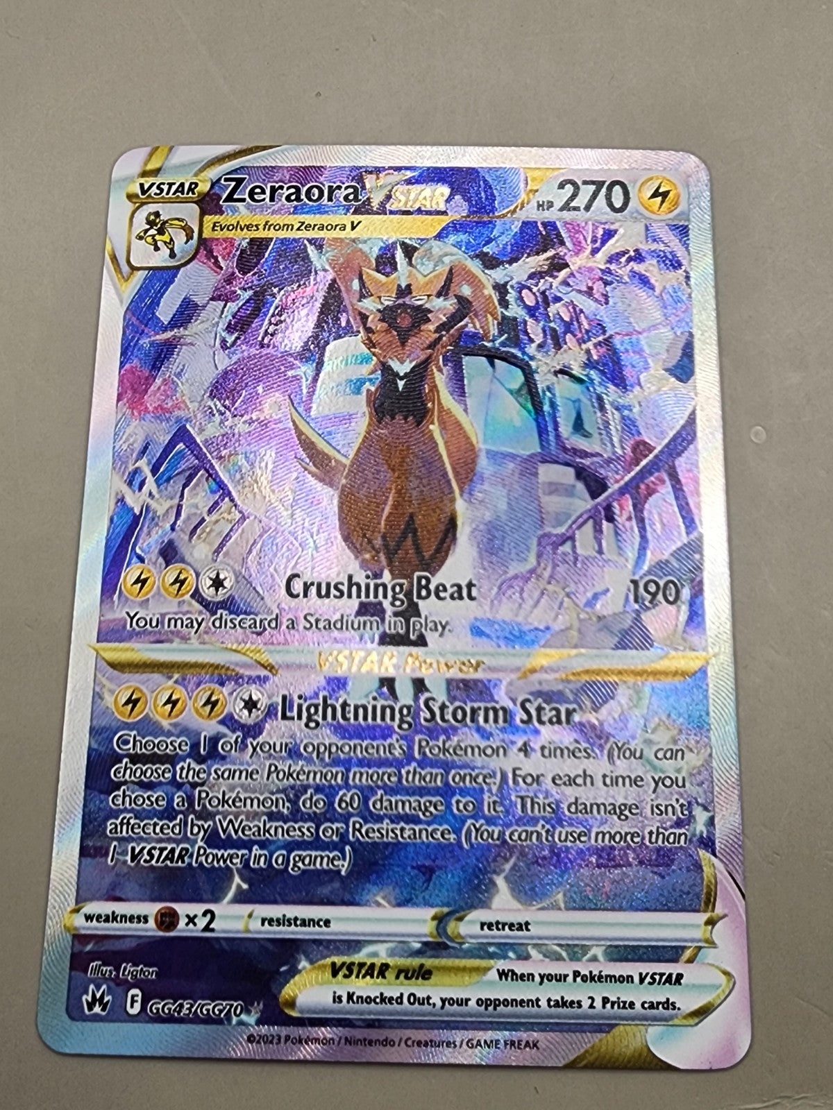Zeraora VSTAR GG43/GG70 Crown Zenith: Galarian Gallery Holo