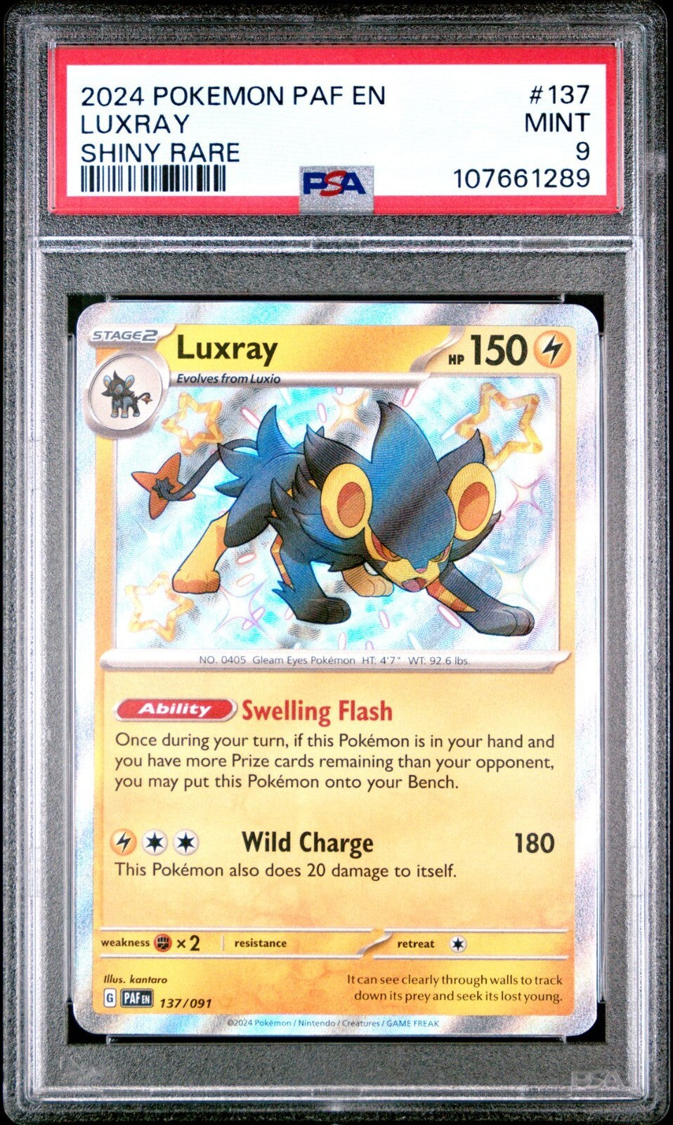 #137 LUXRAY PSA 9 Mint Paldean Fates