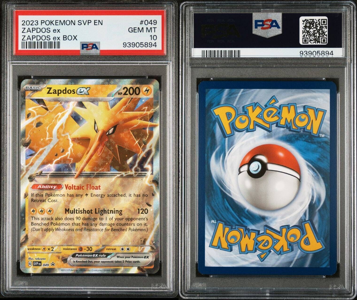 2023 Pokémon SVP EN Zapdos EX Zapdos Ex Box #049 Promo PSA 10 Mint