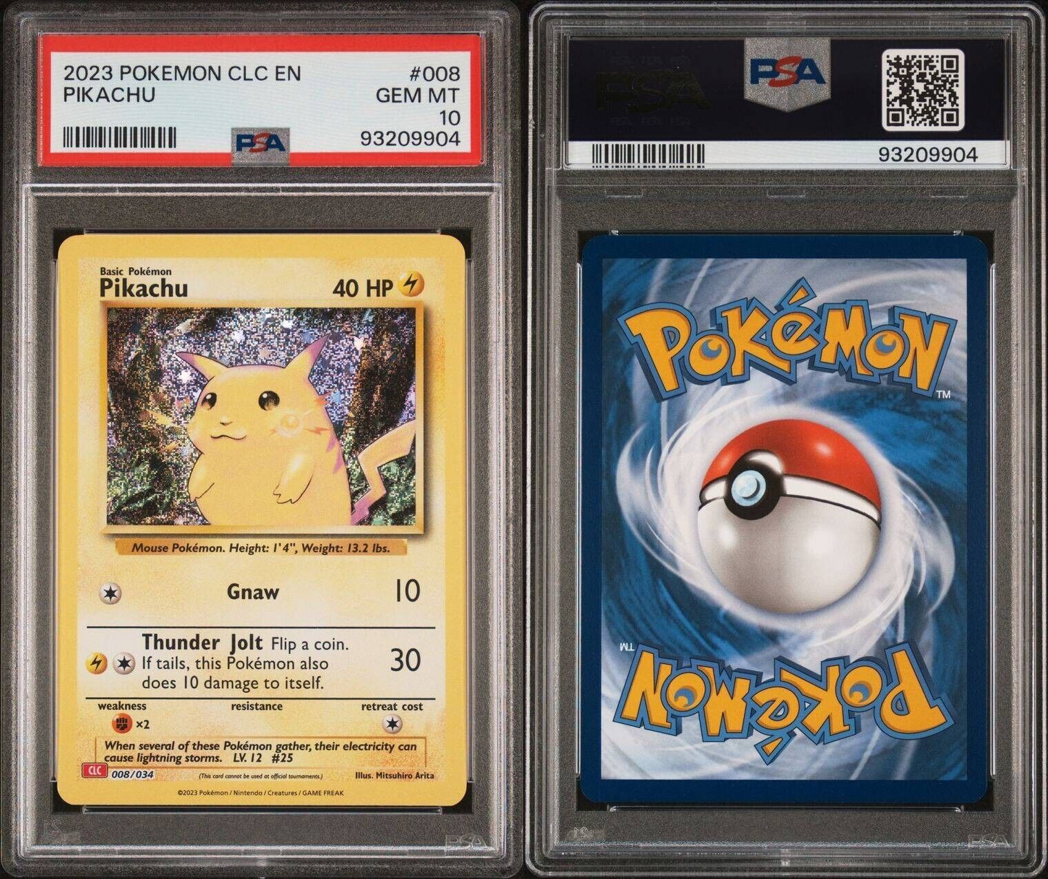 PSA 10 GEM MINT Pikachu Holo CLB 008/034 Pokemon Card Game Classic Collection