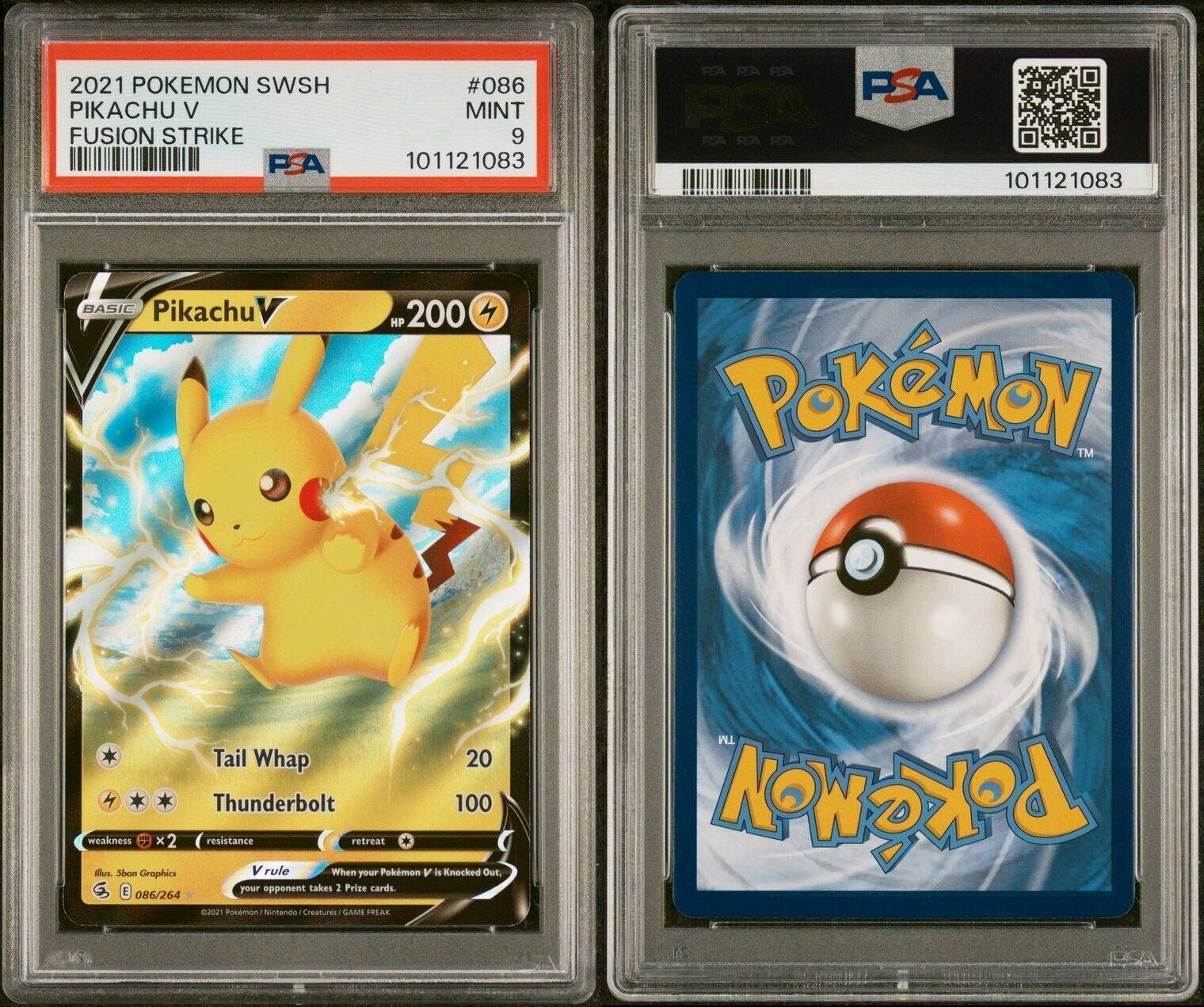 PIKACHU V 086/264 FUSION STRIKE Sword & Shield 2021 POKEMON TCG GRADED PSA 9