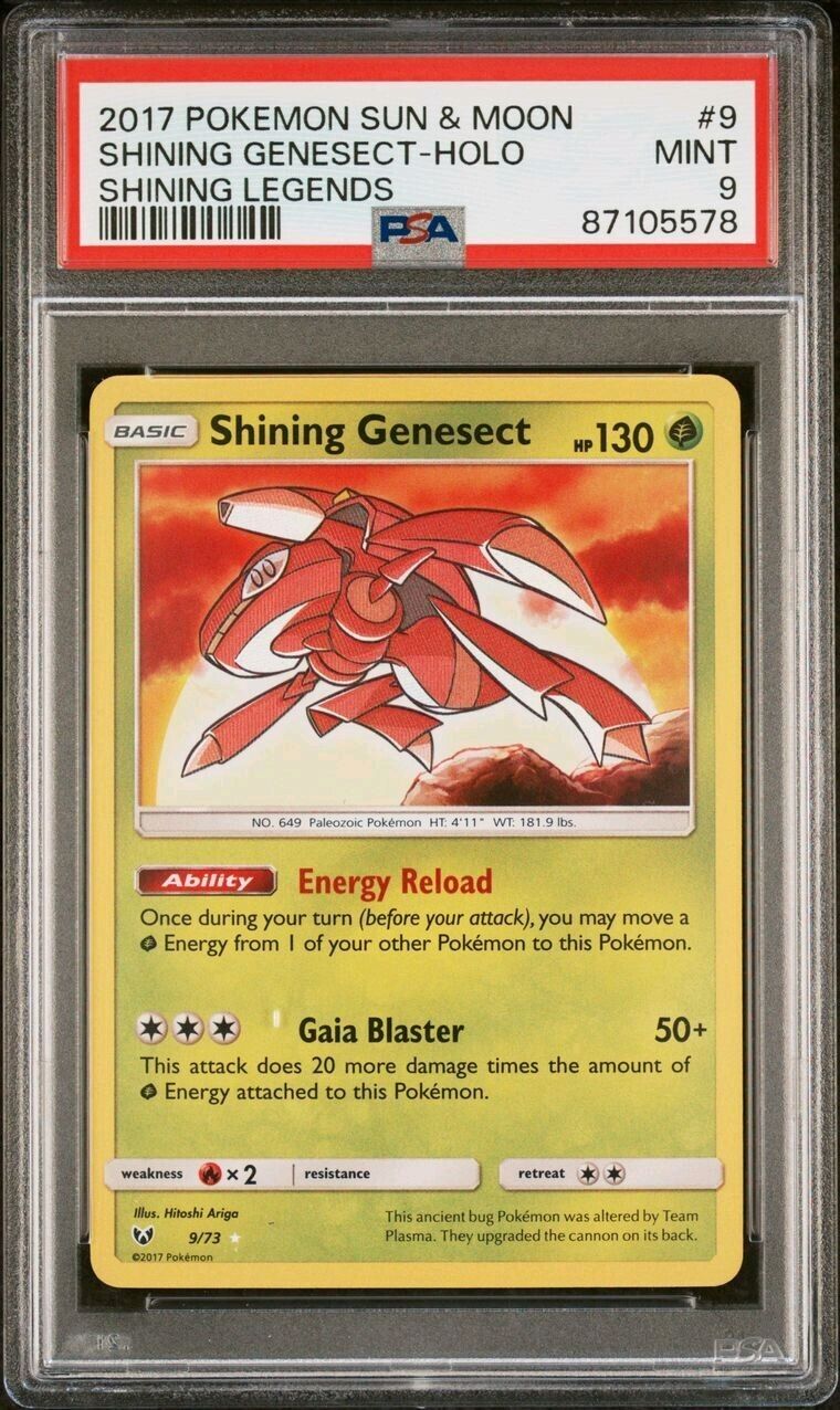 Pokémon Shining Genesect 9/73 Sun & Moon Shining Legends PSA 9 Mint