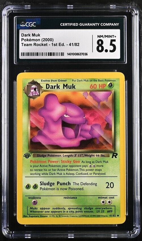 Dark Muk 41/82 - Team Rocket - Pokemon Card - CGC 8.5 NM/Mint+