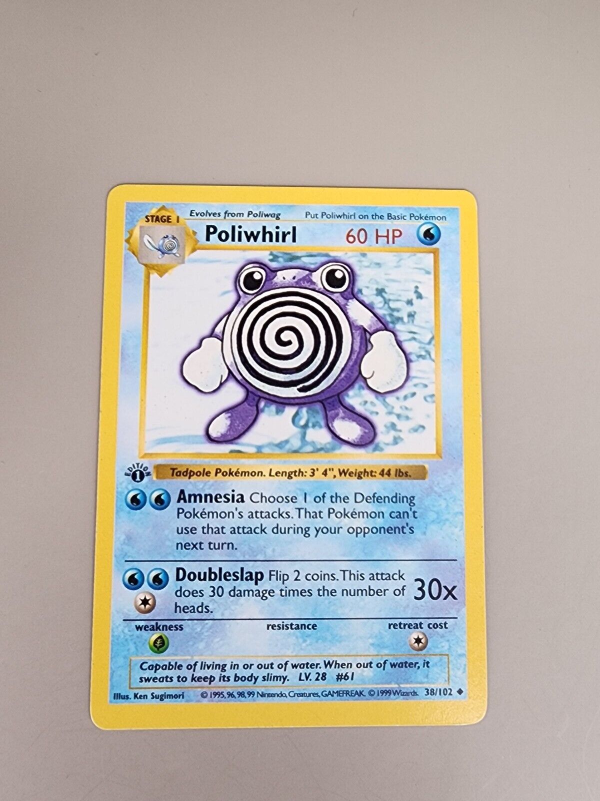 Pokémon TCG Poliwhirl Base Set 38/102 Regular 1st Edition Uncommon Lp