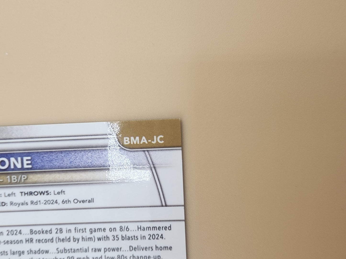 2025 Bowman Chrome Mega Box Jac Caglianone #BMA-JC Auto Blue /199 Royals