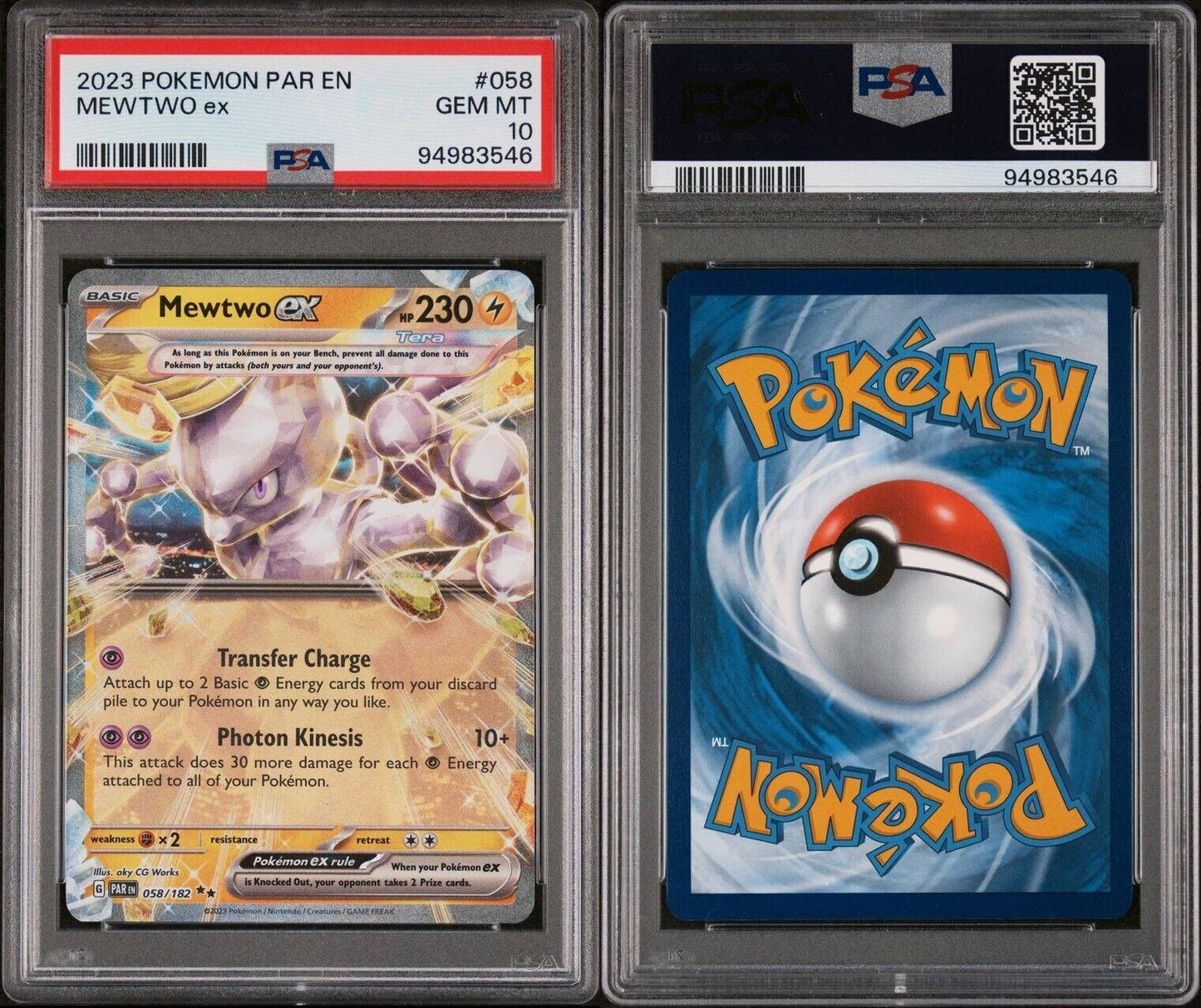 Mewtwo Ex 2023 Pokemon Paradox Rift PAR #058 PSA 10