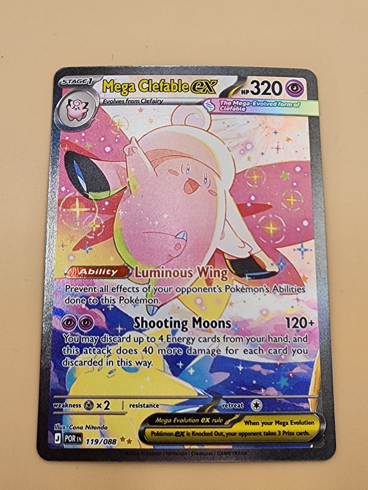 Mega Clefable ex 119/088 Me03: Perfect Order Holo Near Mint (NM)