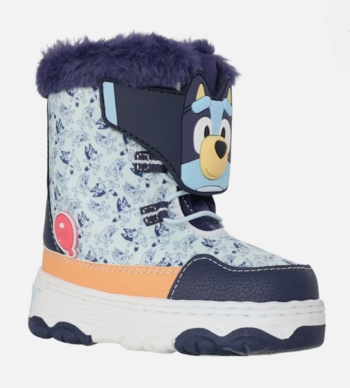 Disney Bluey & Bingo Toddler Snow Boots Size 11 Blue Winter Faux Fur Kids Shoes