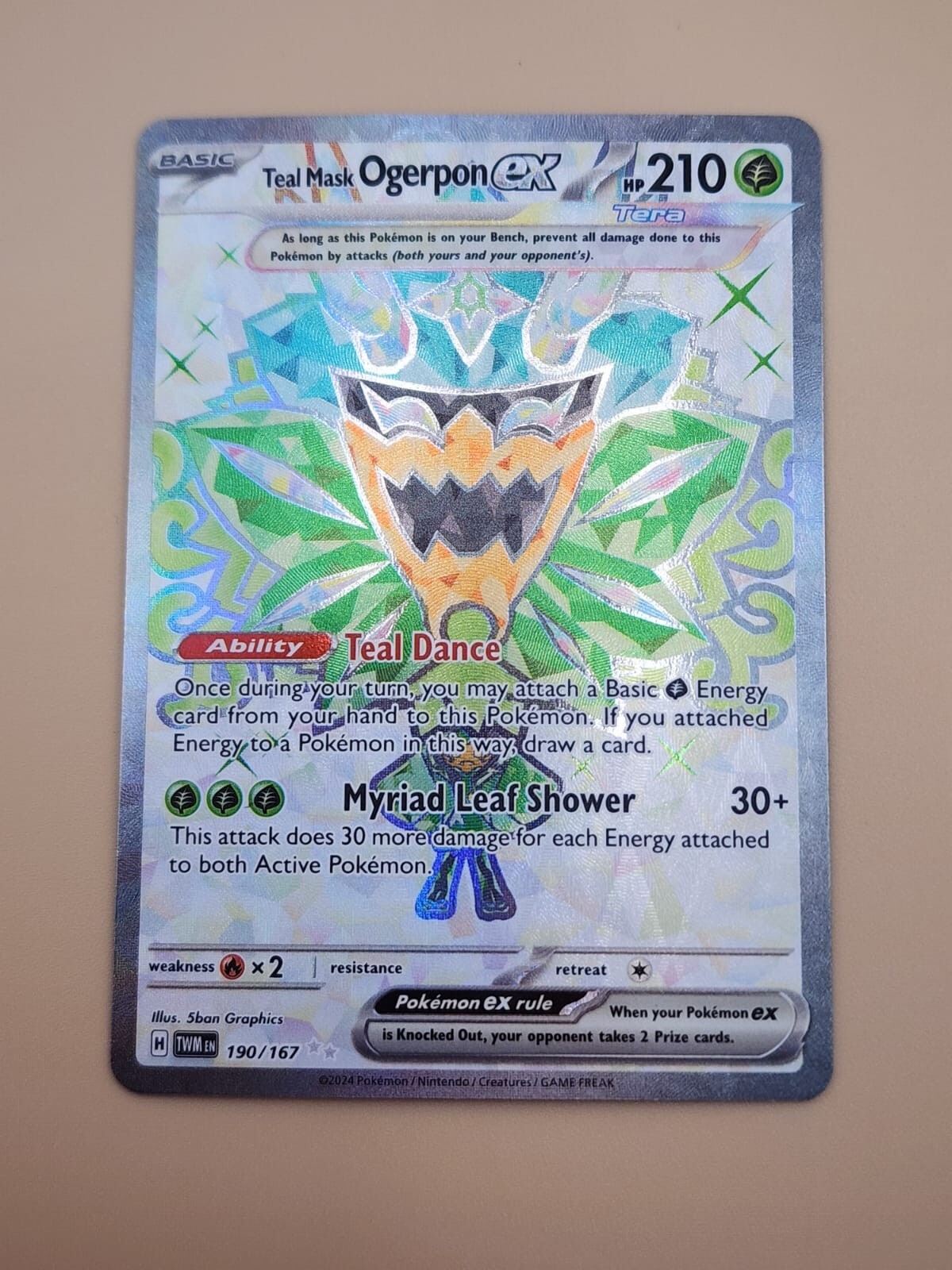 Teal Mask Ogerpon ex 190/167 Sv06: Twilight Masquerade Holo NM