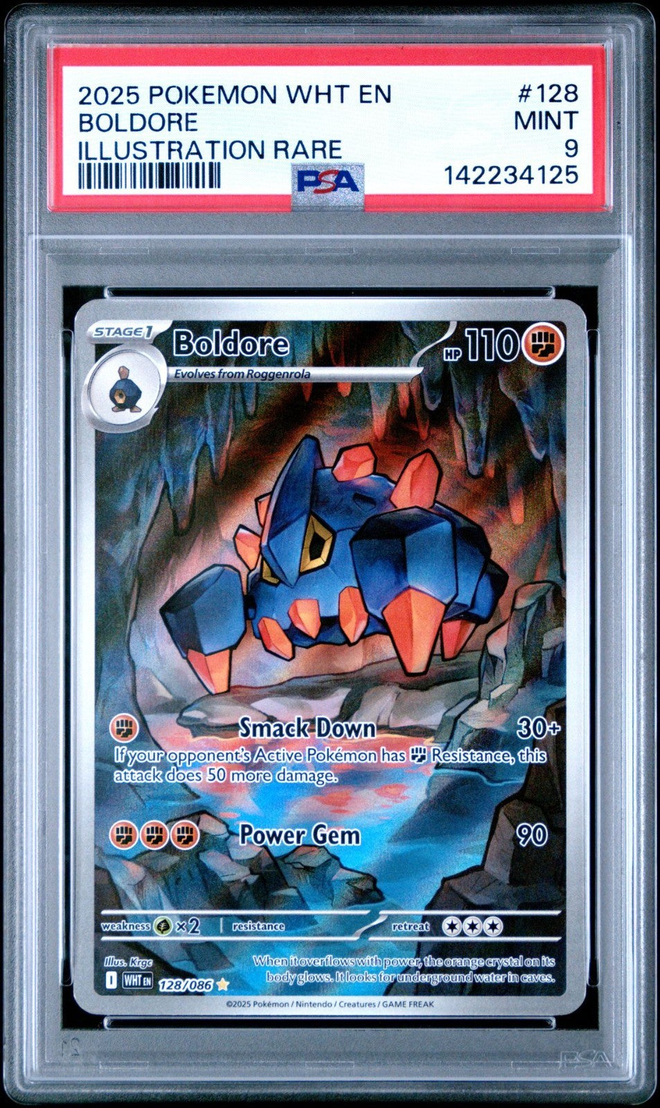 2025 Pokemon SV White Flare WHT EN Boldore Illustration Rare #128/086 PSA 9
