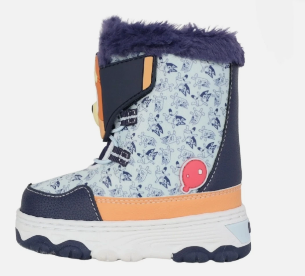 Disney Bluey & Bingo Toddler Snow Boots Size 11 Blue Winter Faux Fur Kids Shoes