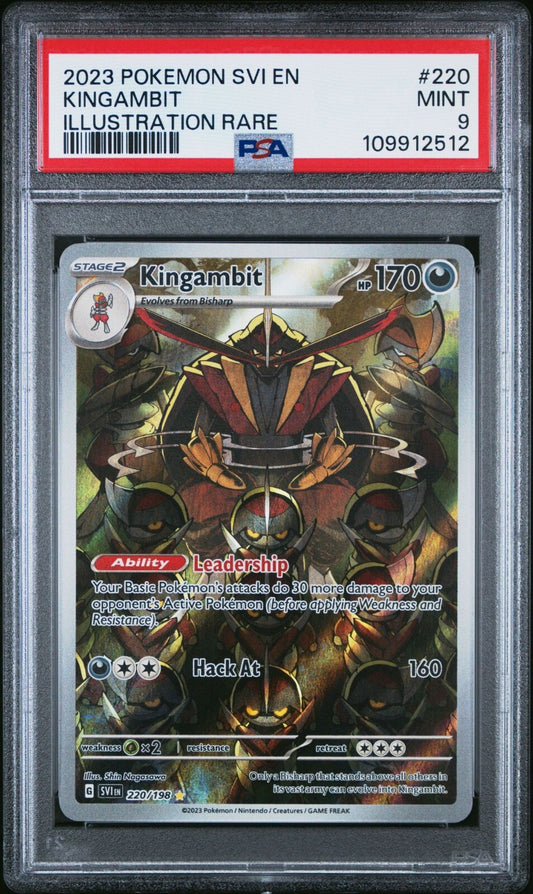 Pokemon TCG Kingambit 220/198 Scarlet & Violet Base Set Illustration PSA 9