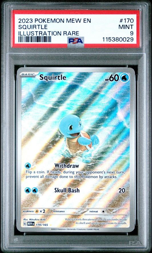 2023 POKEMON MEW EN-151 170 SQUIRTLE ILLUSTRATION RARE PSA 9