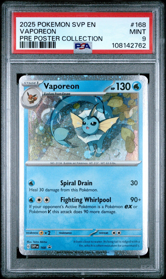 2025 POKEMON SVP EN-SV BLACK STAR PROMO #168 VAPOREON PSA 9
