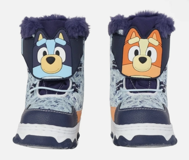 Disney Bluey & Bingo Toddler Snow Boots Size 11 Blue Winter Faux Fur Kids Shoes