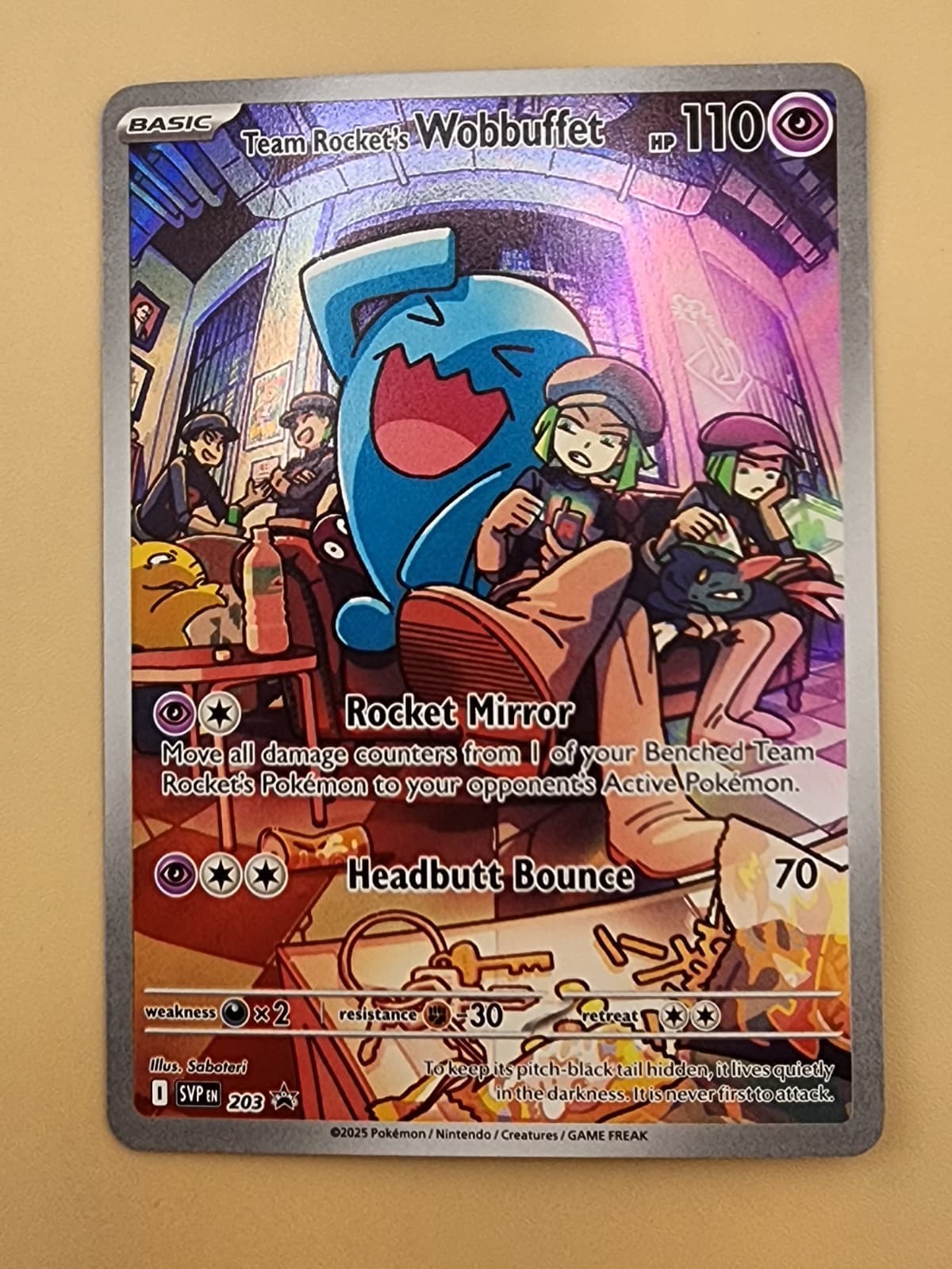 Team Rocket's Wobbuffet 203 Sv: Scarlet & Violet Promo Cards Holo Near Mint NM