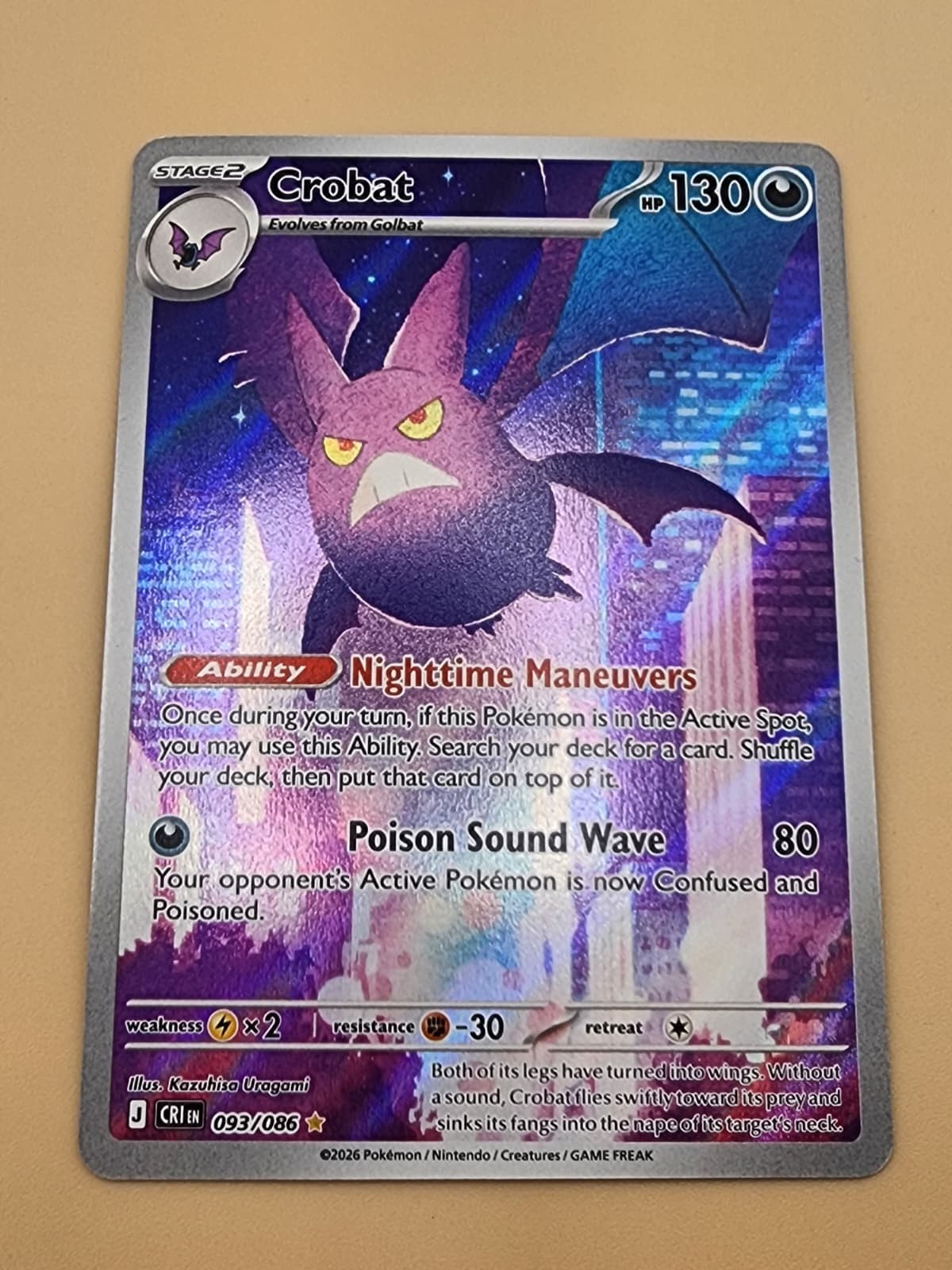 Crobat 093/086 Me04: Chaos Rising Holo Near Mint (NM)