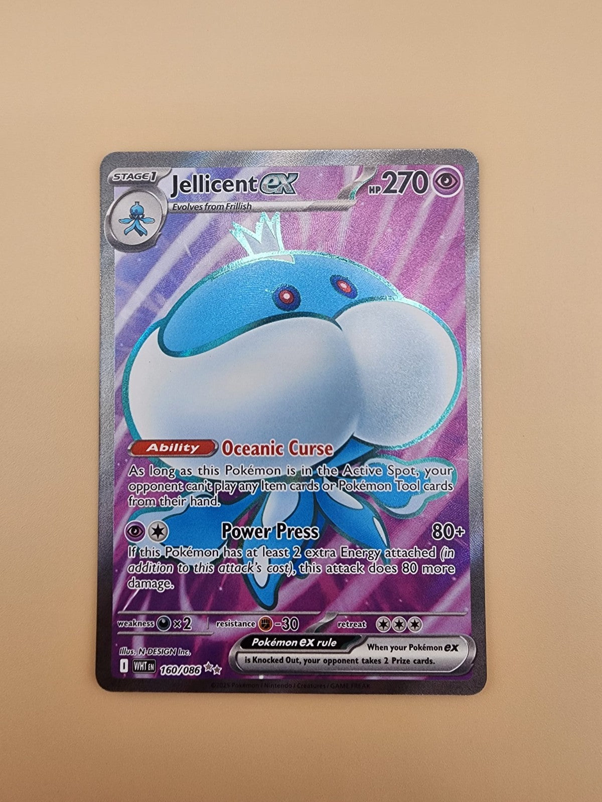 Jellicent ex 160/086 Sv: White Flare Holo Near Mint (NM)