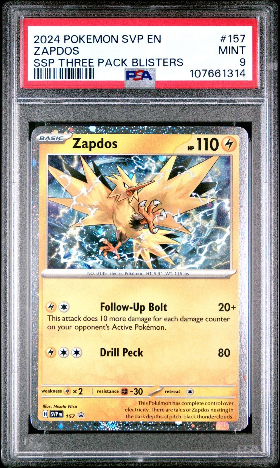 Zapdos 157 Sv: Scarlet & Violet Promo Cards Holo PSA 9